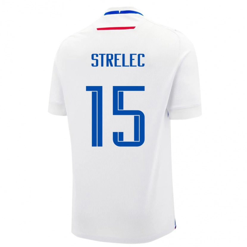 Danxen Enfant Maillot Slovaquie David Strelec #15 Blanc Tenues Extérieur 24-26 T-Shirt