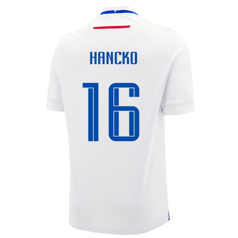 Danxen Enfant Maillot Slovaquie Dávid Hancko #16 Blanc Tenues Extérieur 24-26 T-Shirt