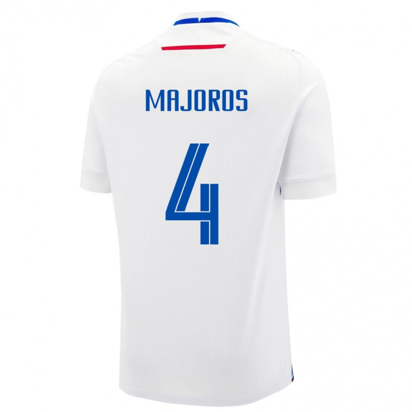 Danxen Enfant Maillot Slovaquie Daniel Majoros #4 Blanc Tenues Extérieur 24-26 T-Shirt