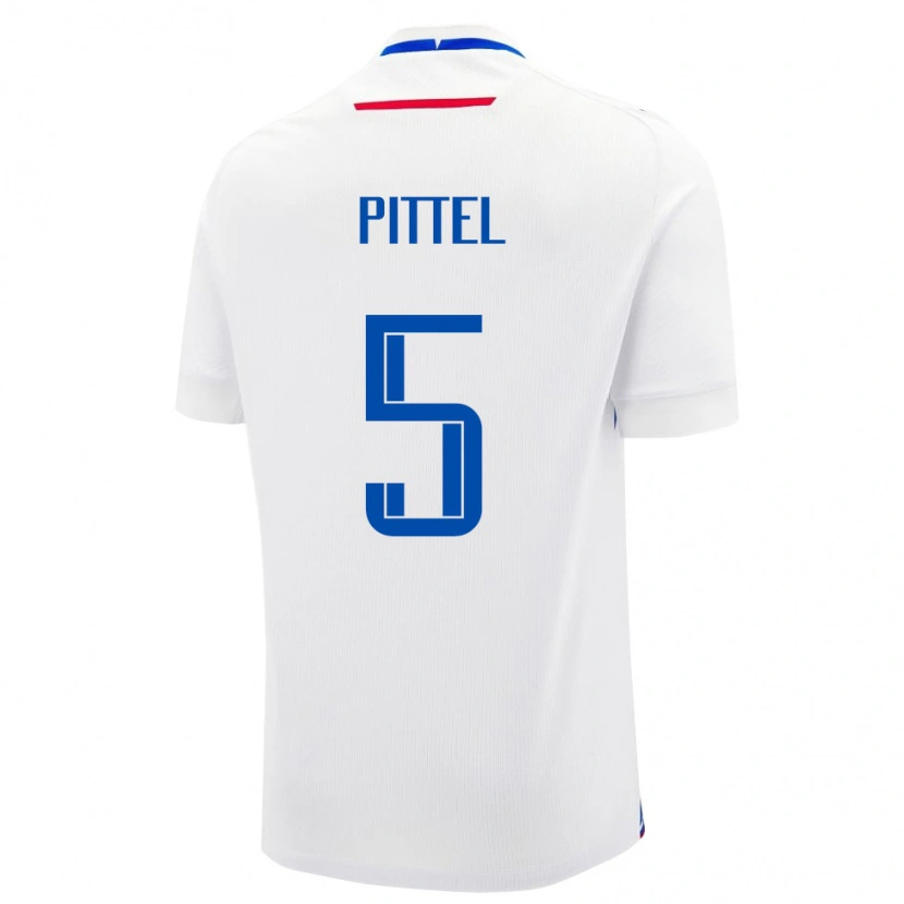 Danxen Enfant Maillot Slovaquie Peter Pittel #5 Blanc Tenues Extérieur 24-26 T-Shirt