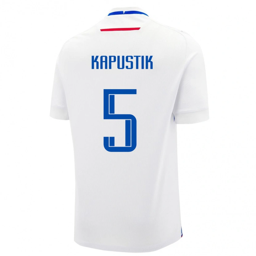 Danxen Enfant Maillot Slovaquie Killian Kapustik #5 Blanc Tenues Extérieur 24-26 T-Shirt