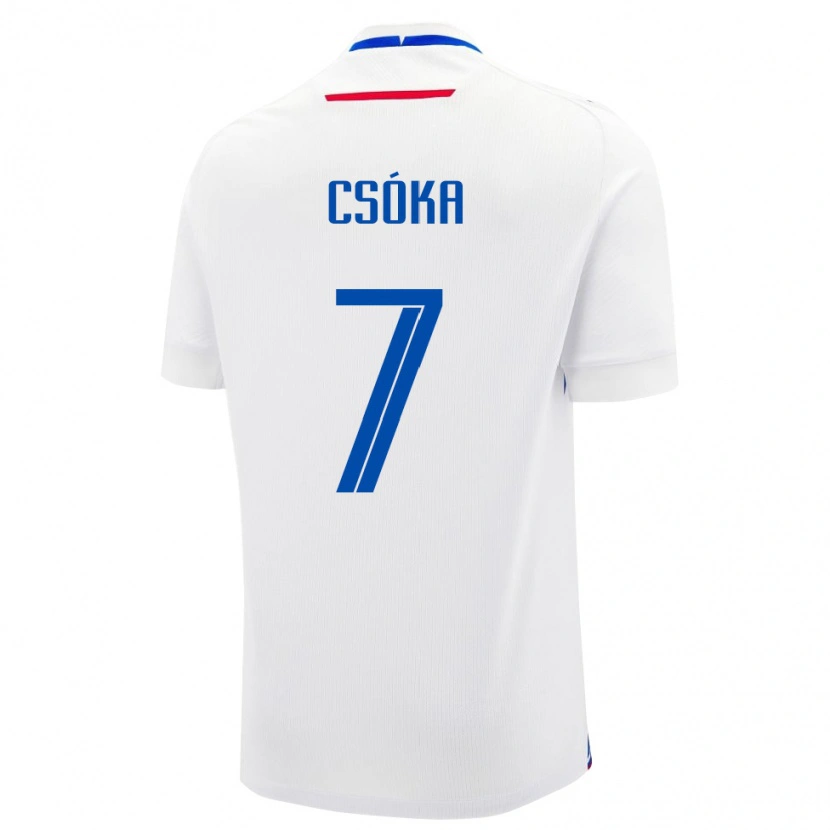 Danxen Enfant Maillot Slovaquie Bálint Csóka #7 Blanc Tenues Extérieur 24-26 T-Shirt