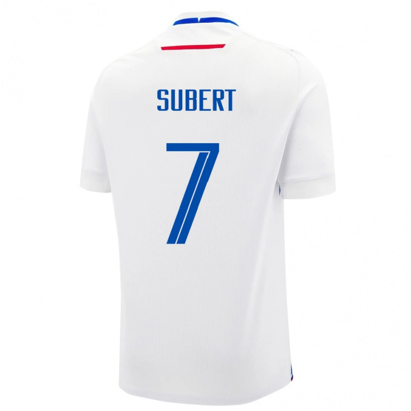 Danxen Enfant Maillot Slovaquie Alex Subert #7 Blanc Tenues Extérieur 24-26 T-Shirt