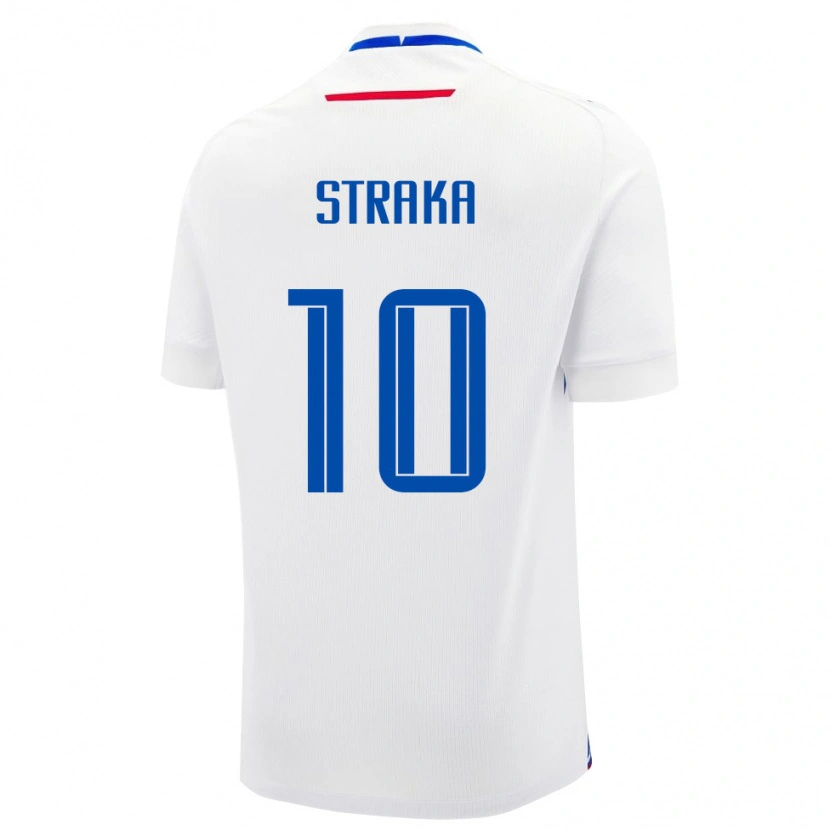 Danxen Enfant Maillot Slovaquie David Straka #10 Blanc Tenues Extérieur 24-26 T-Shirt