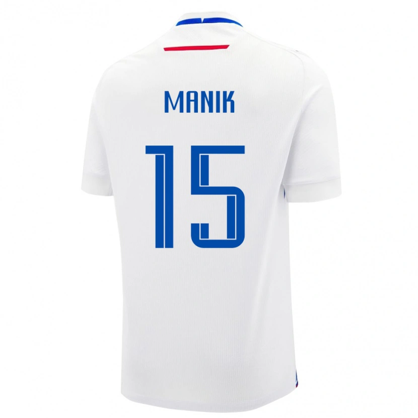 Danxen Enfant Maillot Slovaquie Robert Manik #15 Blanc Tenues Extérieur 24-26 T-Shirt