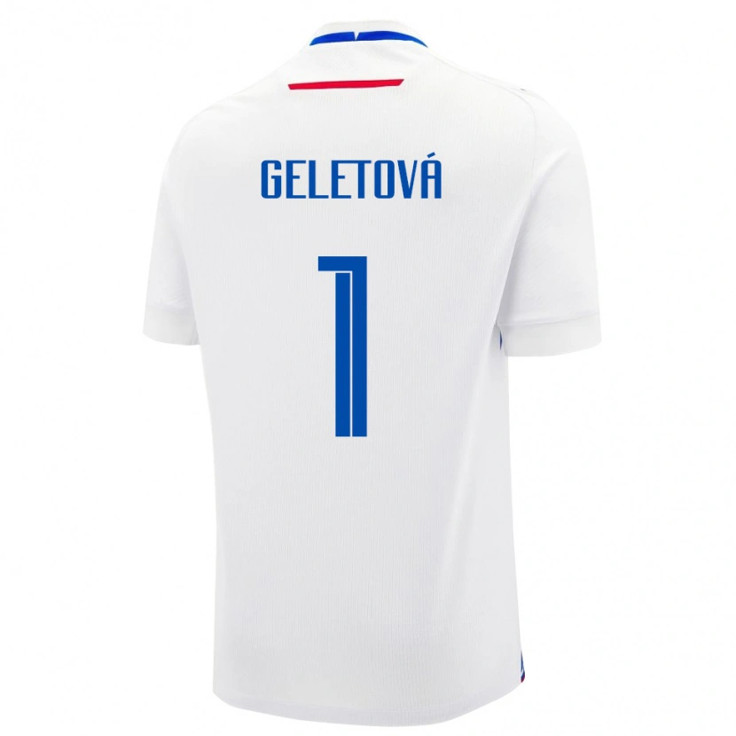 Danxen Enfant Maillot Slovaquie Martina Geletová #1 Blanc Tenues Extérieur 24-26 T-Shirt