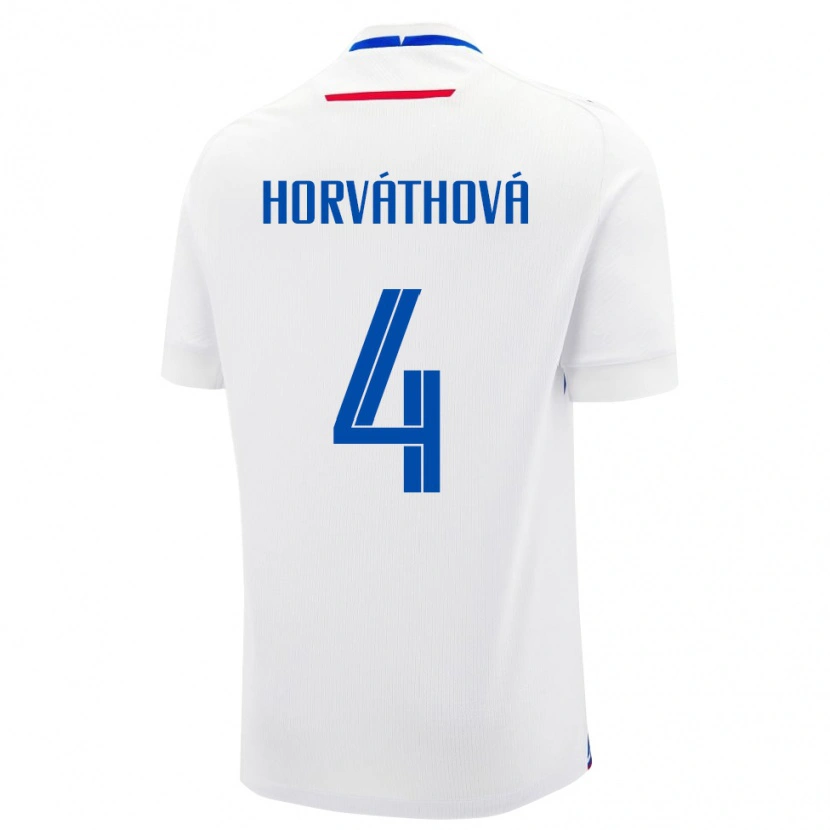 Danxen Enfant Maillot Slovaquie Andrea Horváthová #4 Blanc Tenues Extérieur 24-26 T-Shirt