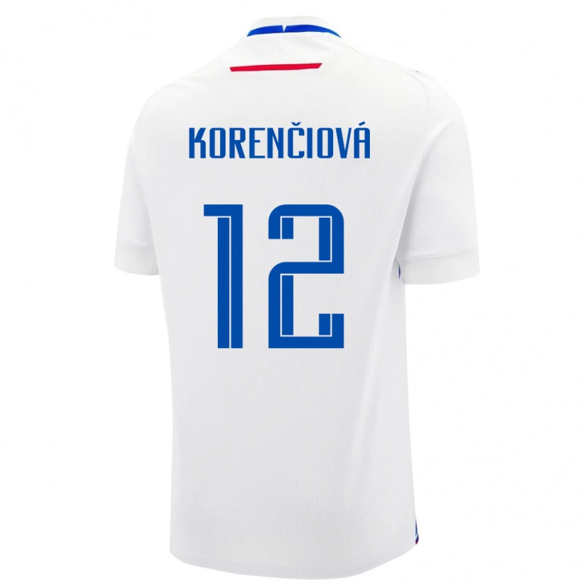 Danxen Enfant Maillot Slovaquie Mária Korenčiová #12 Blanc Tenues Extérieur 24-26 T-Shirt