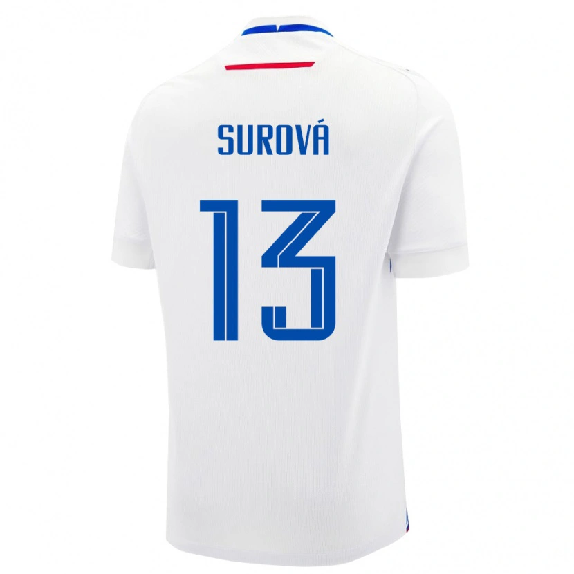 Danxen Enfant Maillot Slovaquie Aneta Surová #13 Blanc Tenues Extérieur 24-26 T-Shirt