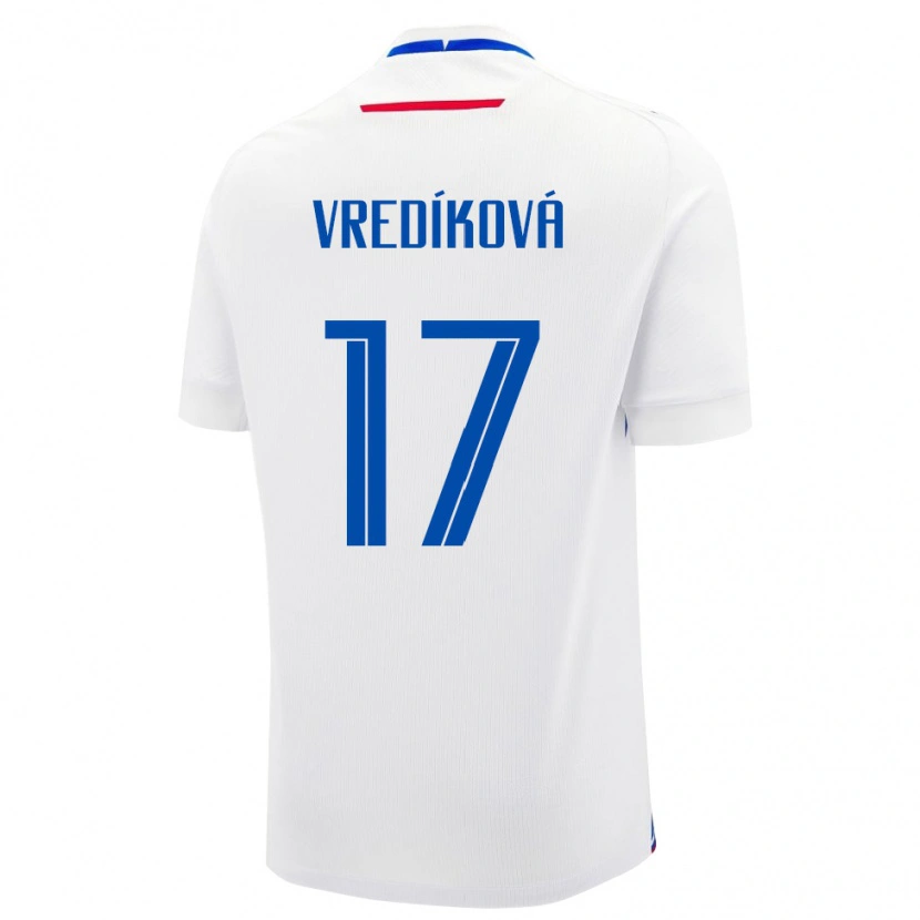 Danxen Enfant Maillot Slovaquie Katarína Vredíková #17 Blanc Tenues Extérieur 24-26 T-Shirt