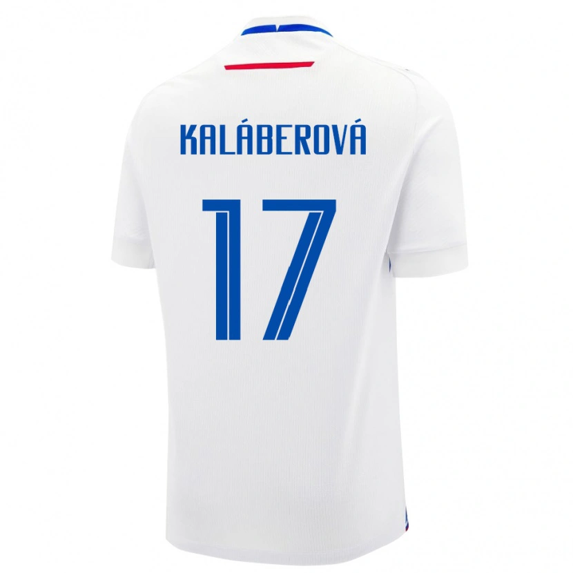 Danxen Enfant Maillot Slovaquie Victoria Kaláberová #17 Blanc Tenues Extérieur 24-26 T-Shirt