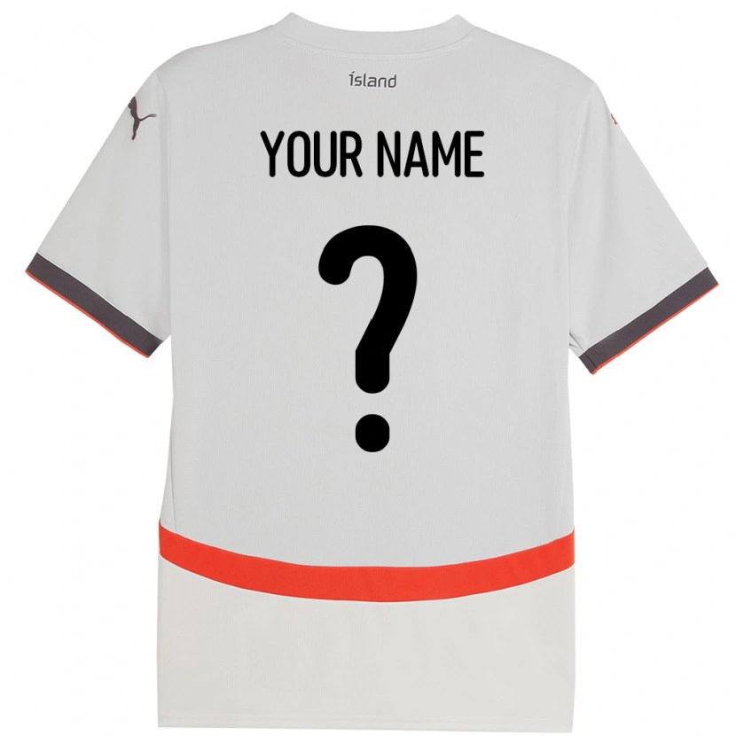 Danxen Enfant Maillot Islande Votre Nom #0 Blanc Tenues Extérieur 24-26 T-Shirt
