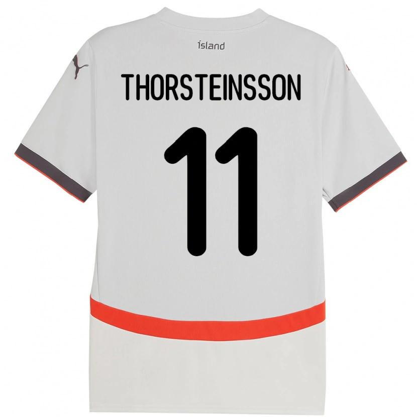 Danxen Enfant Maillot Islande Jón Dagur Thorsteinsson #11 Blanc Tenues Extérieur 24-26 T-Shirt