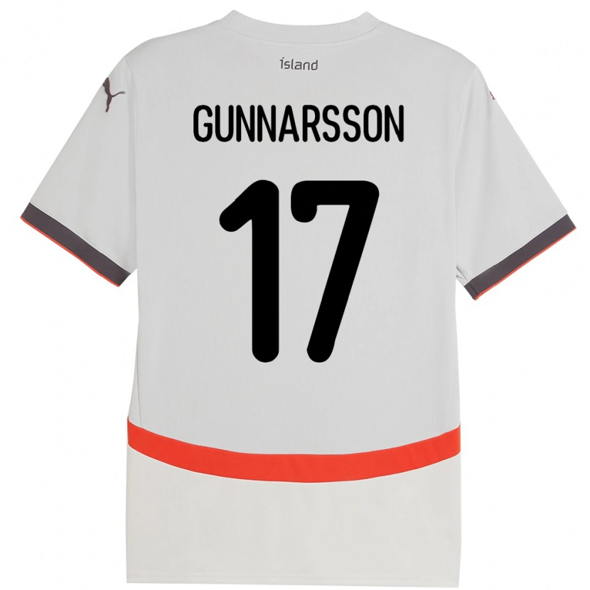 Danxen Enfant Maillot Islande Aron Gunnarsson #17 Blanc Tenues Extérieur 24-26 T-Shirt