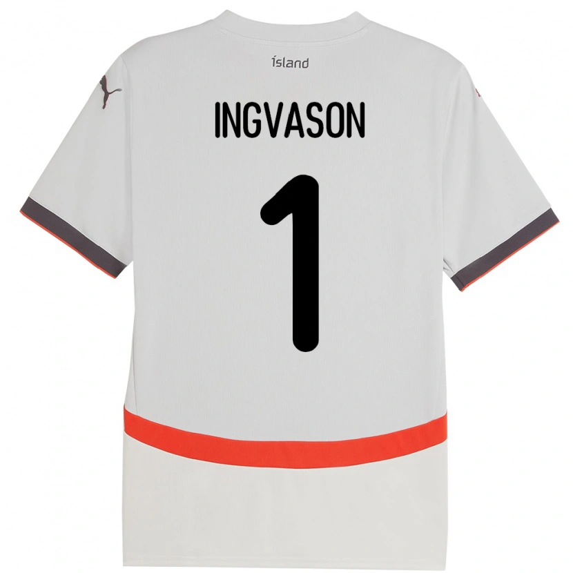 Danxen Enfant Maillot Islande Sigurdur Ingvason #1 Blanc Tenues Extérieur 24-26 T-Shirt