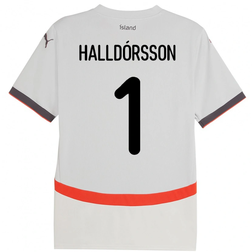 Danxen Enfant Maillot Islande Elmar Ágúst Halldórsson #1 Blanc Tenues Extérieur 24-26 T-Shirt