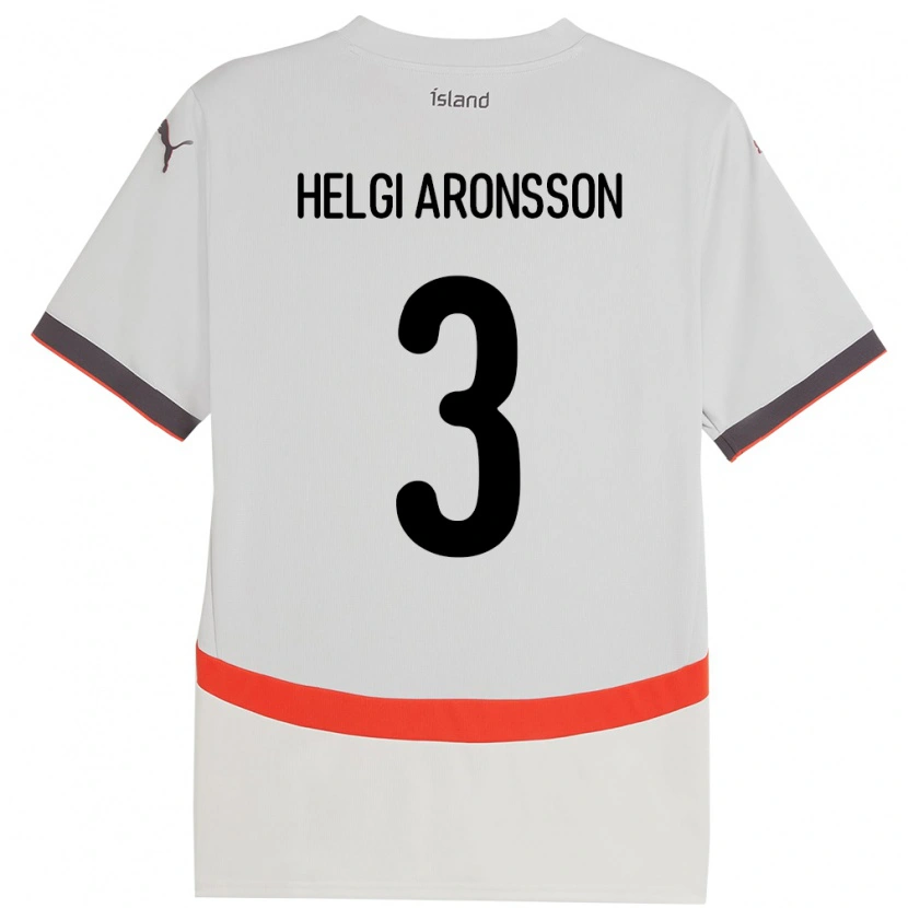 Danxen Enfant Maillot Islande Davíd Helgi Aronsson #3 Blanc Tenues Extérieur 24-26 T-Shirt
