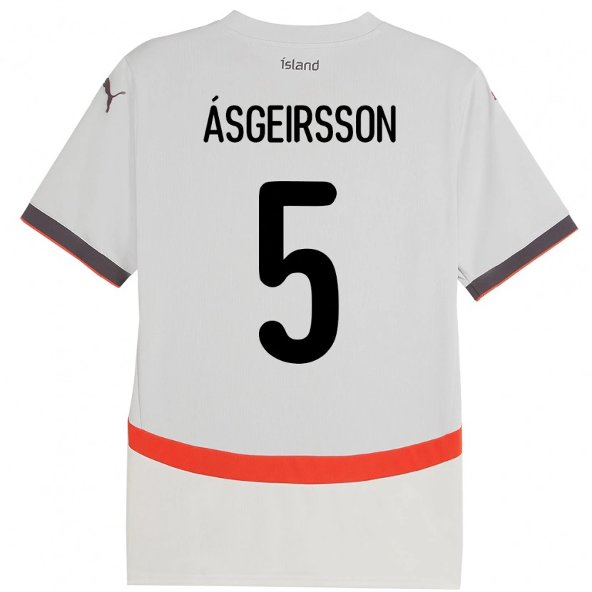 Danxen Enfant Maillot Islande Sölvi Snaer Ásgeirsson #5 Blanc Tenues Extérieur 24-26 T-Shirt