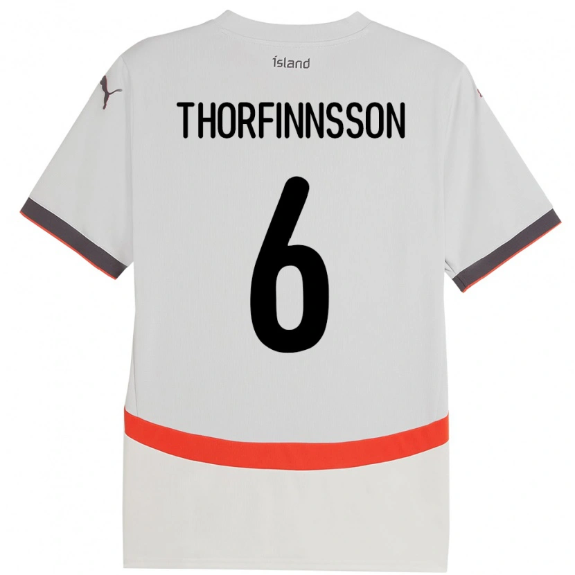 Danxen Enfant Maillot Islande Mikael Máni Thorfinnsson #6 Blanc Tenues Extérieur 24-26 T-Shirt