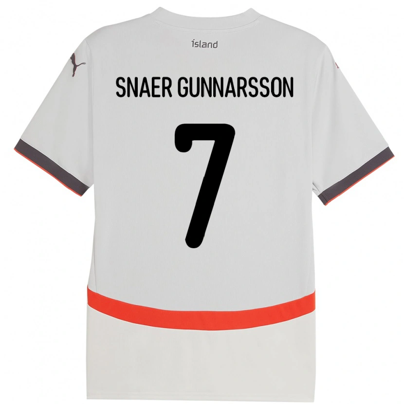 Danxen Enfant Maillot Islande Gabríel Snaer Gunnarsson #7 Blanc Tenues Extérieur 24-26 T-Shirt