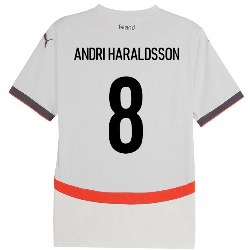 Danxen Enfant Maillot Islande Haukur Andri Haraldsson #8 Blanc Tenues Extérieur 24-26 T-Shirt