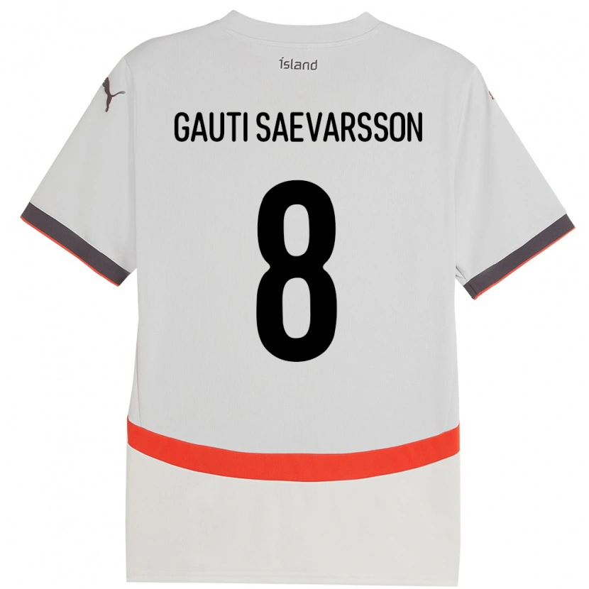 Danxen Enfant Maillot Islande Gudmar Gauti Saevarsson #8 Blanc Tenues Extérieur 24-26 T-Shirt