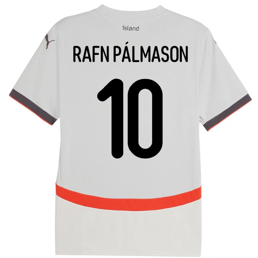 Danxen Enfant Maillot Islande Alexander Rafn Pálmason #10 Blanc Tenues Extérieur 24-26 T-Shirt