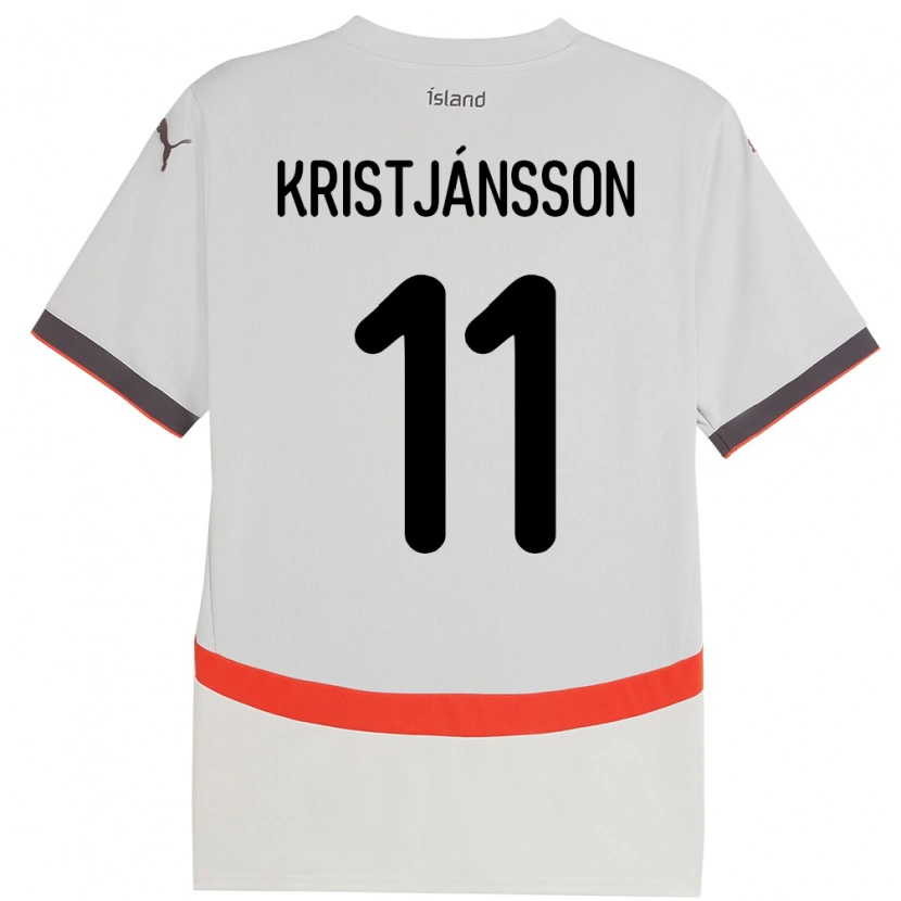 Danxen Enfant Maillot Islande Tómas Óli Kristjánsson #11 Blanc Tenues Extérieur 24-26 T-Shirt