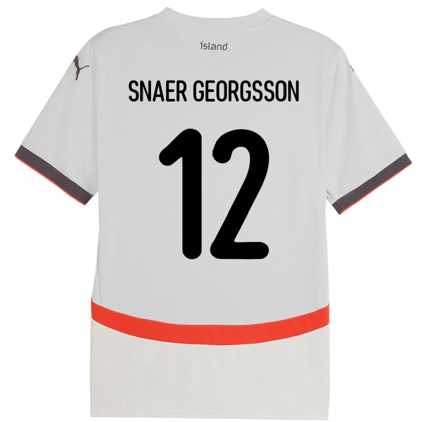 Danxen Enfant Maillot Islande Halldór Snaer Georgsson #12 Blanc Tenues Extérieur 24-26 T-Shirt