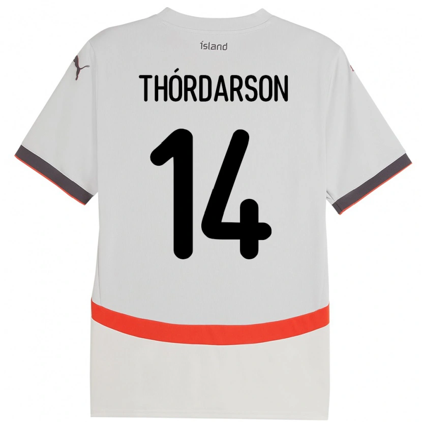 Danxen Enfant Maillot Islande Ódinn Sturla Thórdarson #14 Blanc Tenues Extérieur 24-26 T-Shirt