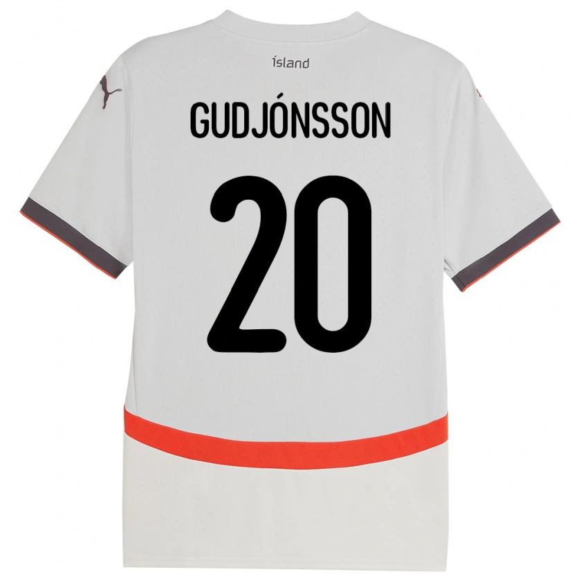Danxen Enfant Maillot Islande Alexander Máni Gudjónsson #20 Blanc Tenues Extérieur 24-26 T-Shirt