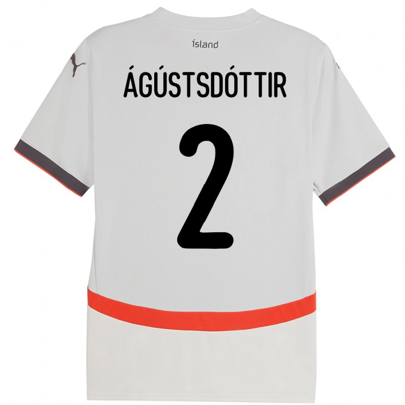 Danxen Enfant Maillot Islande Berglind Rós Ágústsdóttir #2 Blanc Tenues Extérieur 24-26 T-Shirt
