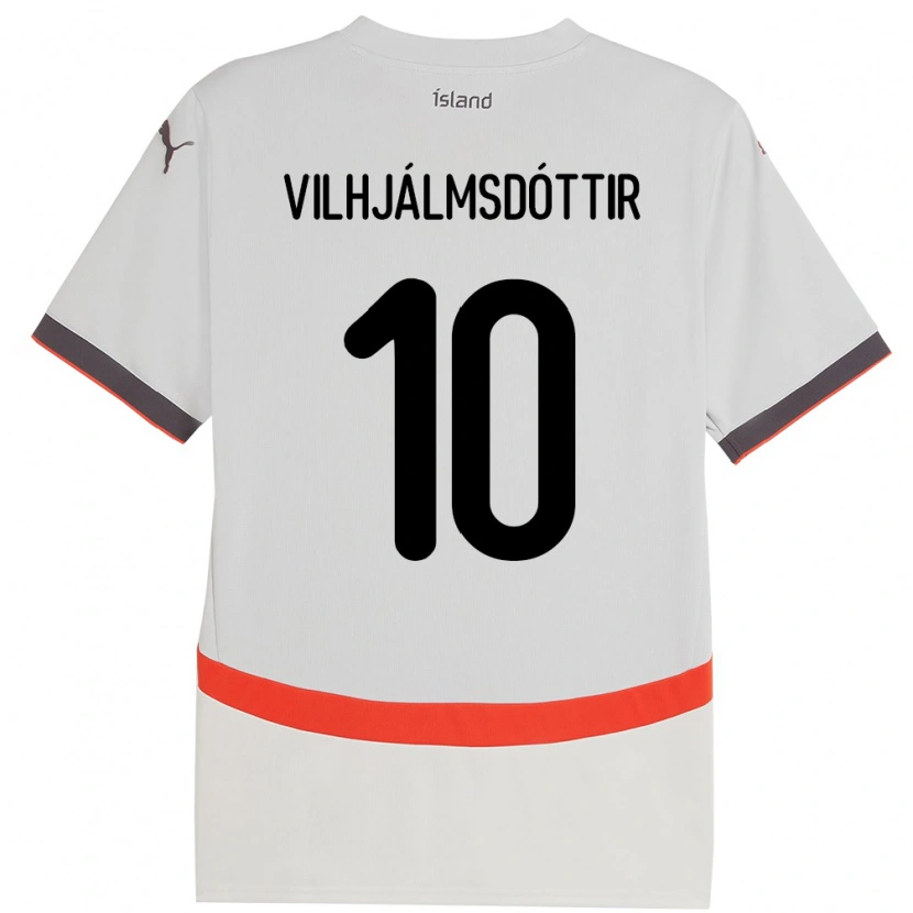 Danxen Enfant Maillot Islande Karólína Lea Vilhjálmsdóttir #10 Blanc Tenues Extérieur 24-26 T-Shirt