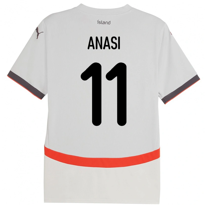 Danxen Enfant Maillot Islande Natasha Anasi #11 Blanc Tenues Extérieur 24-26 T-Shirt