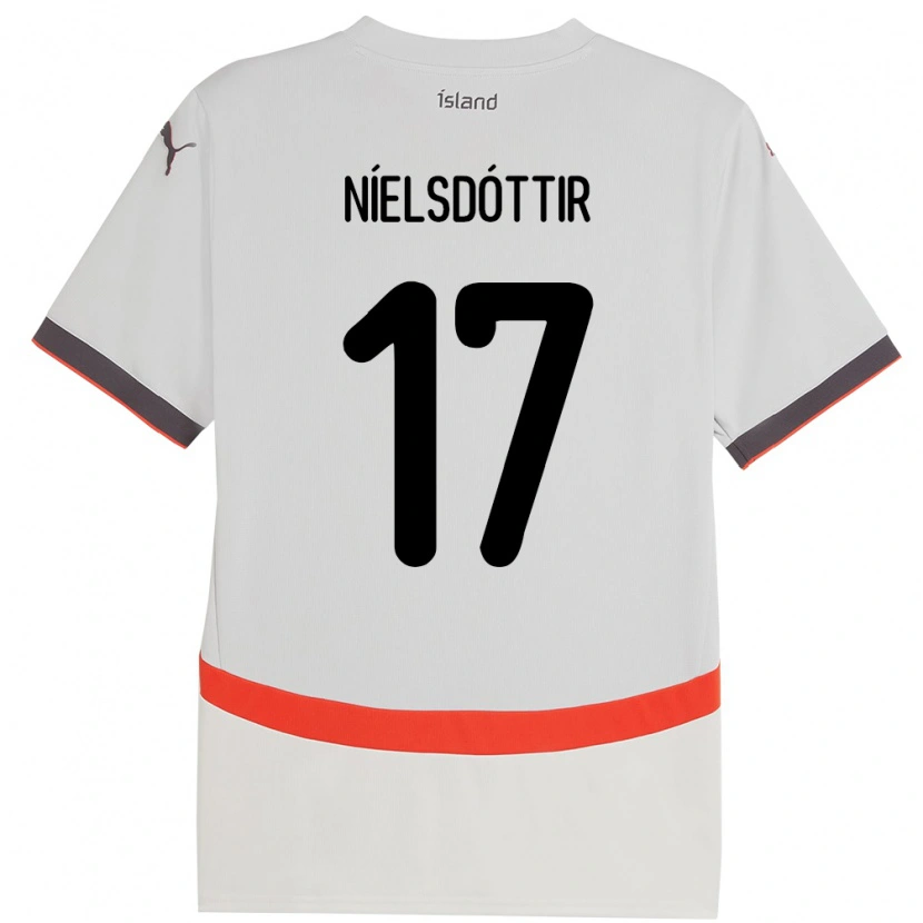 Danxen Enfant Maillot Islande Bryndís Arna Níelsdóttir #17 Blanc Tenues Extérieur 24-26 T-Shirt
