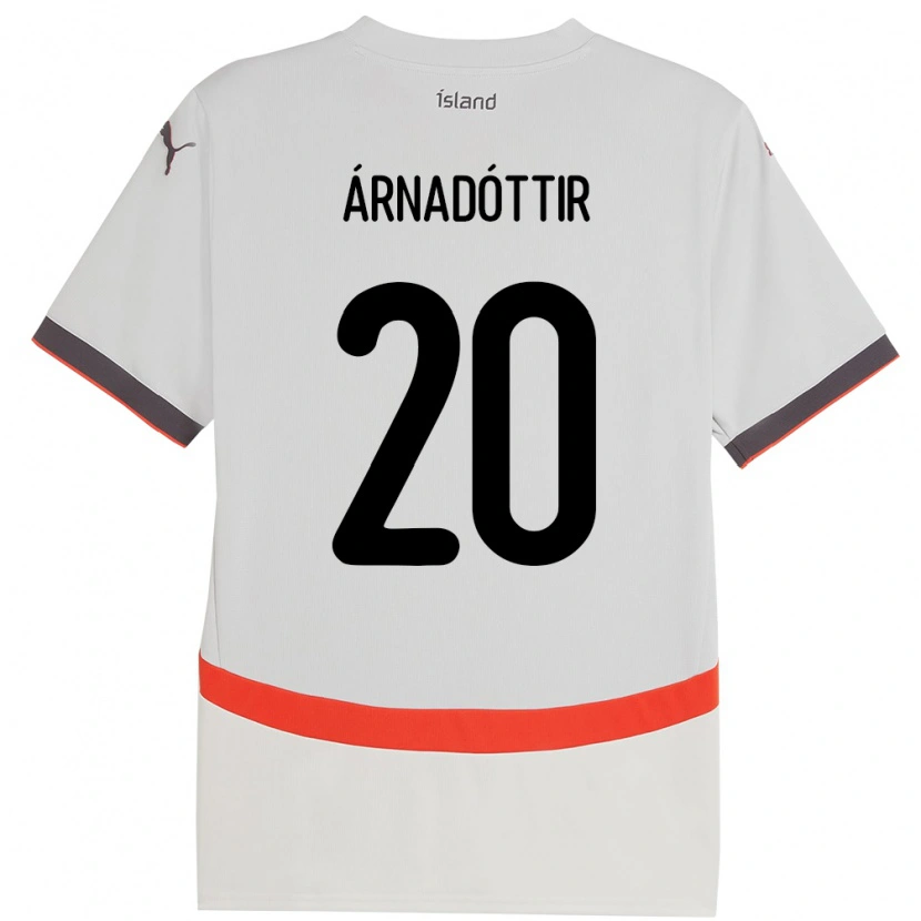Danxen Enfant Maillot Islande Guðný Árnadóttir #20 Blanc Tenues Extérieur 24-26 T-Shirt