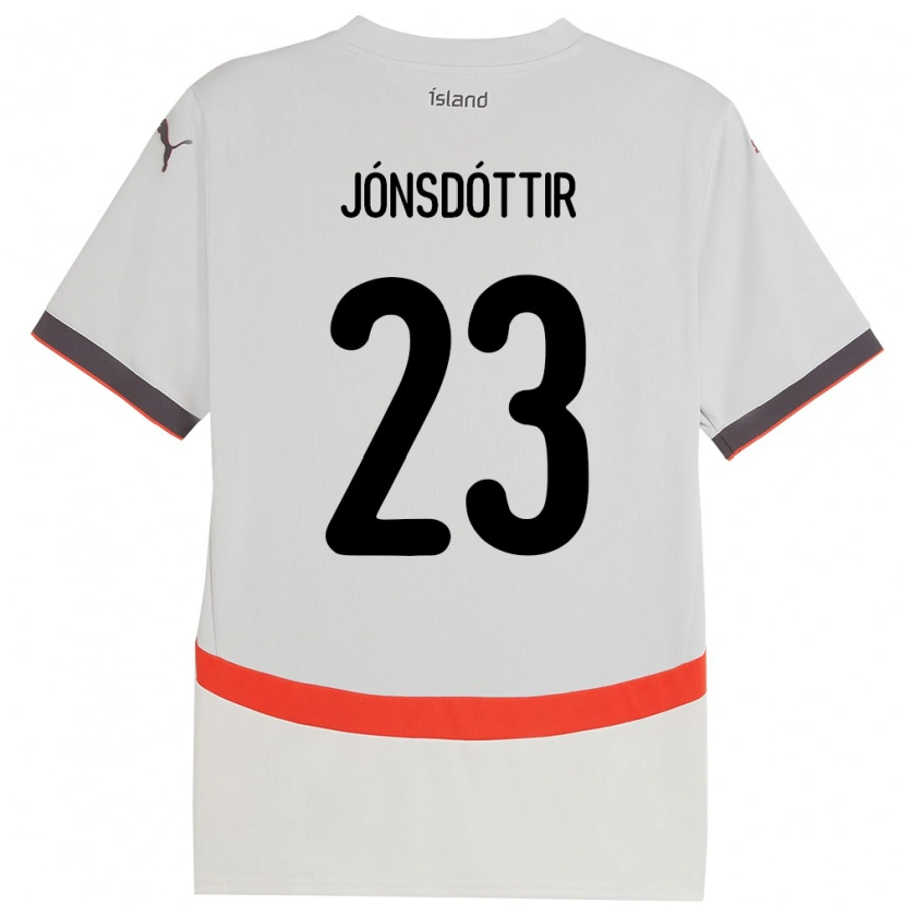 Danxen Enfant Maillot Islande Sveindís Jane Jónsdóttir #23 Blanc Tenues Extérieur 24-26 T-Shirt