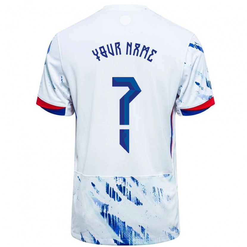 Danxen Enfant Maillot Norvège Votre Nom #0 Blanc Bleu Tenues Extérieur 24-26 T-Shirt