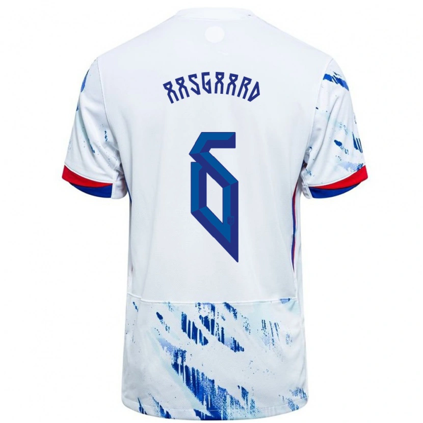 Danxen Enfant Maillot Norvège Thelo Aasgaard #6 Blanc Bleu Tenues Extérieur 24-26 T-Shirt