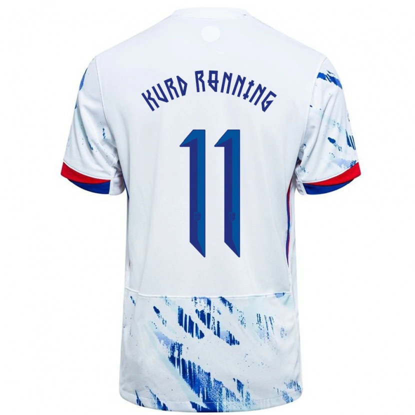 Danxen Enfant Maillot Norvège Adrian Kurd Rønning #11 Blanc Bleu Tenues Extérieur 24-26 T-Shirt