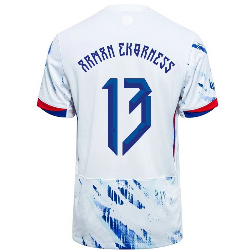 Danxen Enfant Maillot Norvège Karsten Arman Ekorness #13 Blanc Bleu Tenues Extérieur 24-26 T-Shirt