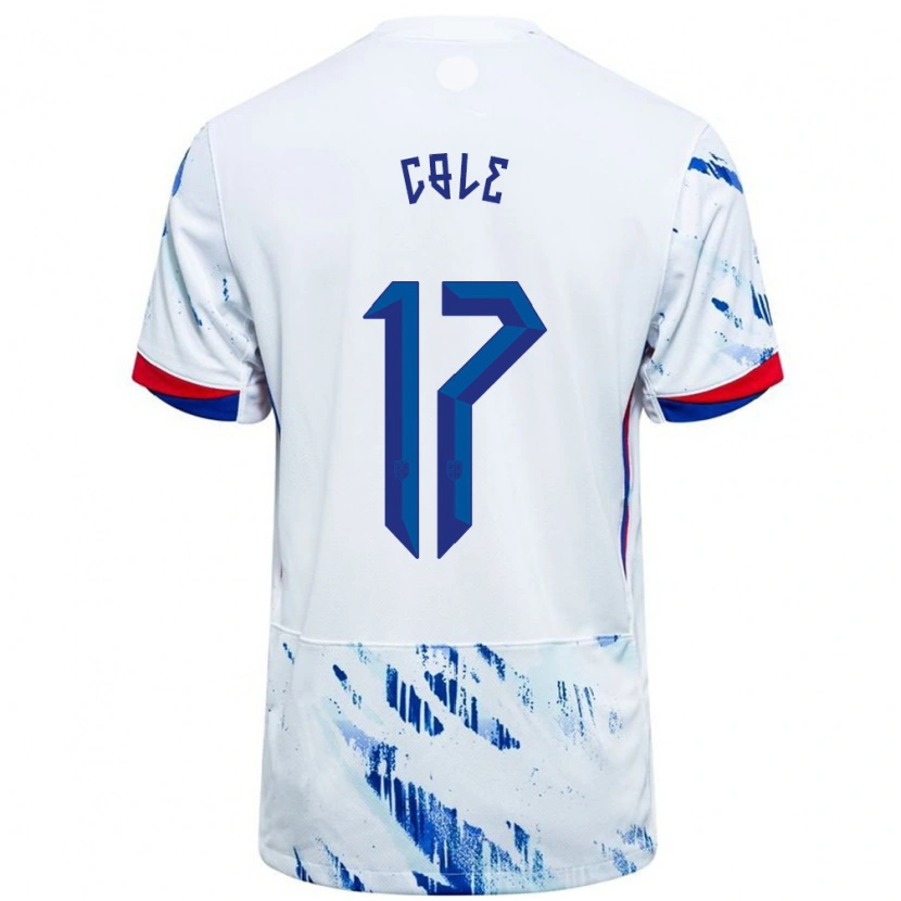 Danxen Enfant Maillot Norvège Alan Cole #17 Blanc Bleu Tenues Extérieur 24-26 T-Shirt