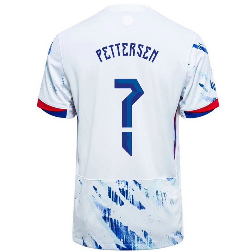 Danxen Enfant Maillot Norvège Guro Pettersen #0 Blanc Bleu Tenues Extérieur 24-26 T-Shirt