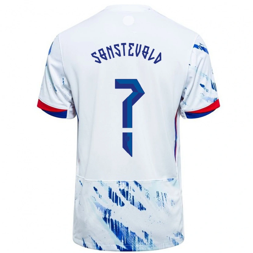 Danxen Enfant Maillot Norvège Anja Sønstevold #0 Blanc Bleu Tenues Extérieur 24-26 T-Shirt