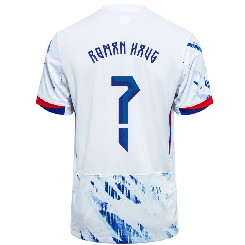 Danxen Enfant Maillot Norvège Sophie Román Haug #0 Blanc Bleu Tenues Extérieur 24-26 T-Shirt