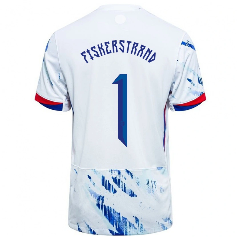 Danxen Enfant Maillot Norvège Cecilie Fiskerstrand #1 Blanc Bleu Tenues Extérieur 24-26 T-Shirt