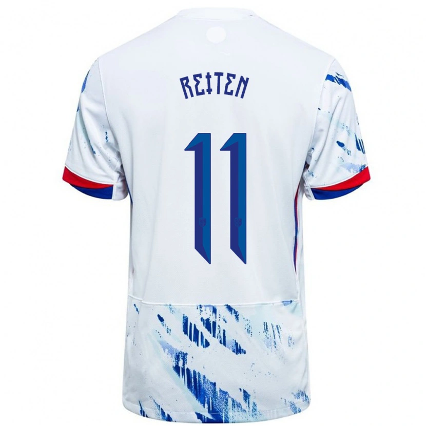 Danxen Enfant Maillot Norvège Guro Reiten #11 Blanc Bleu Tenues Extérieur 24-26 T-Shirt