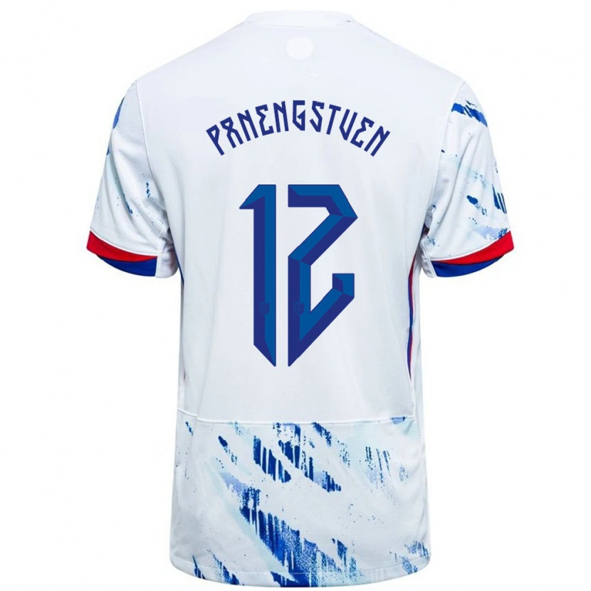 Danxen Enfant Maillot Norvège Selma Panengstuen #12 Blanc Bleu Tenues Extérieur 24-26 T-Shirt