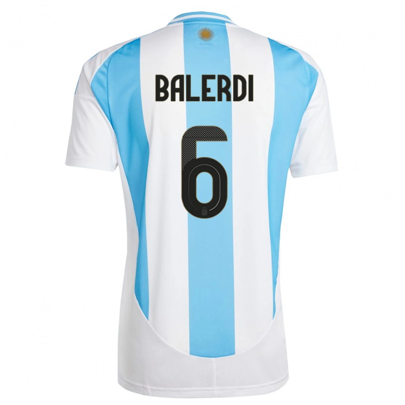 Danxen Homme Maillot Argentine Leonardo Balerdi #6 Blanc Bleu Tenues Domicile 24-26 T-Shirt