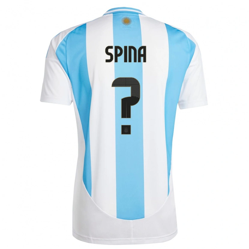 Danxen Homme Maillot Argentine Gerónimo Spina #0 Blanc Bleu Tenues Domicile 24-26 T-Shirt
